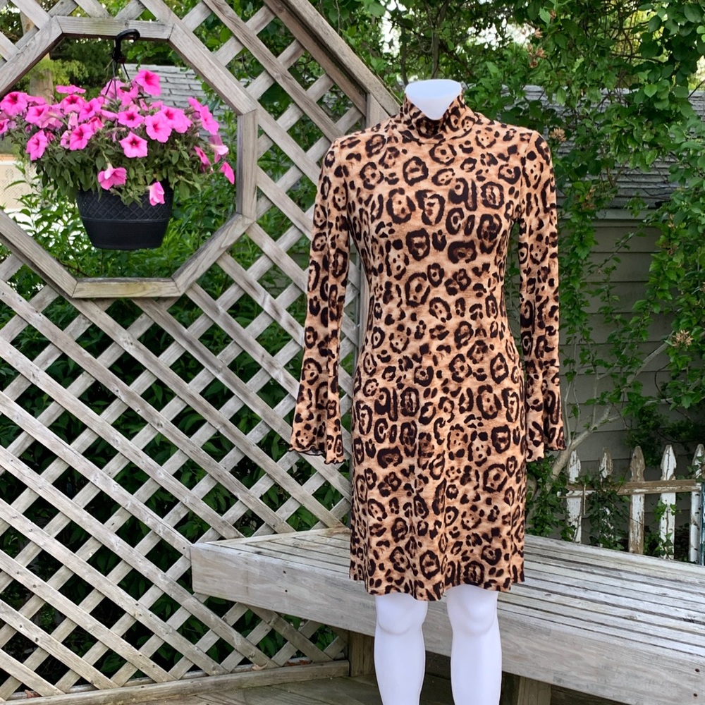 Long sleeve animal print dress